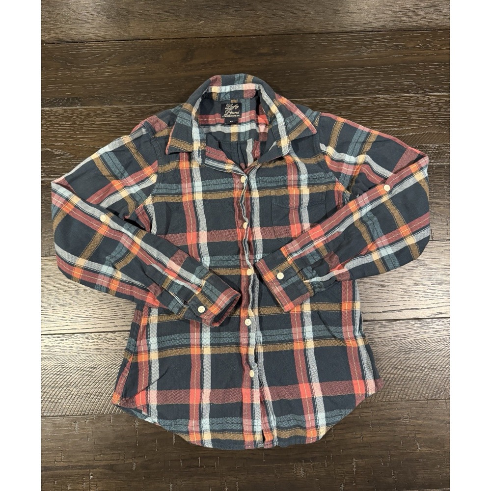 Lucky Brand XS Plaid Flannel Button Down Top